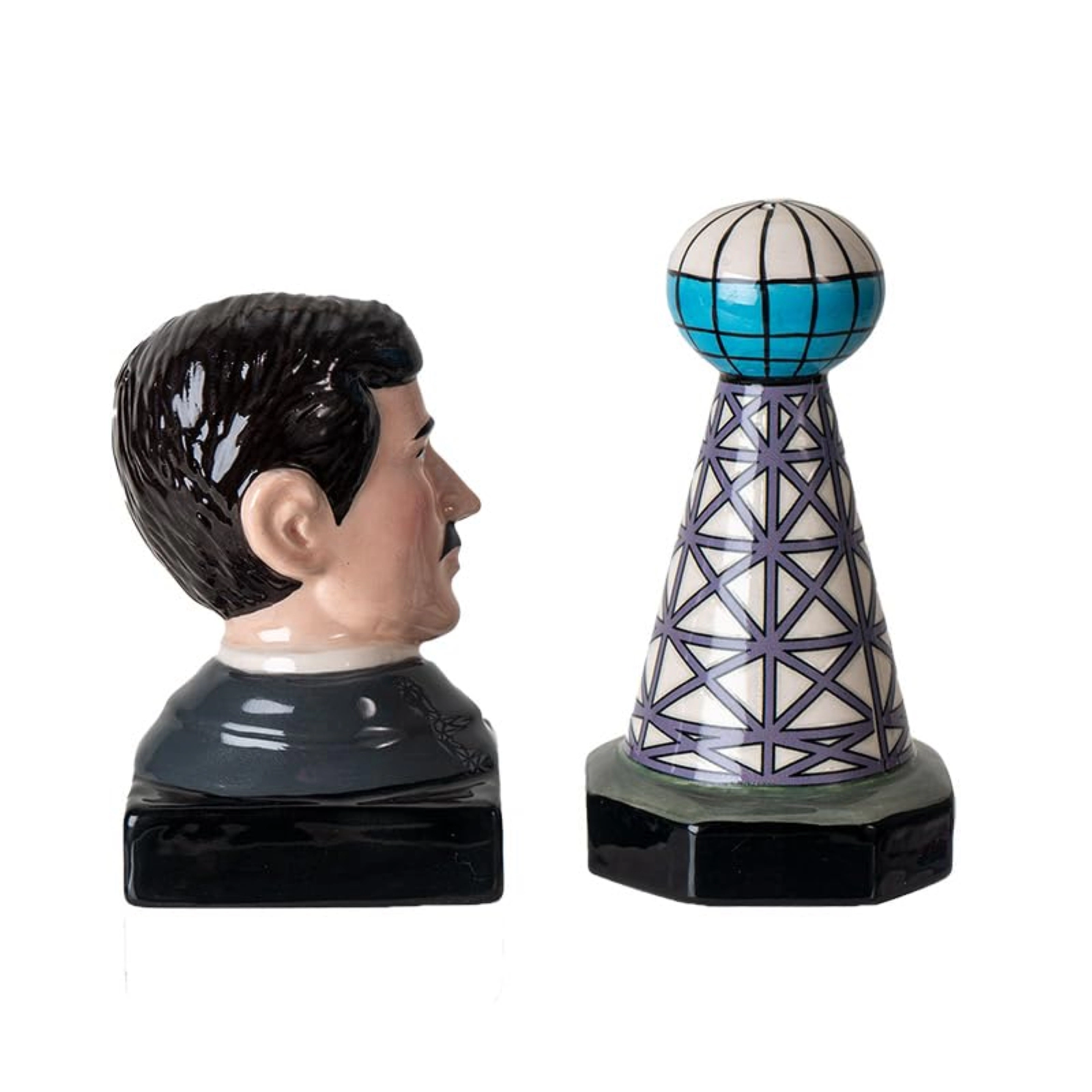 Pacific Giftware Nikola Tesla Inspired Ceramic Salt and Pepper Shaker Set Tesla and Tower