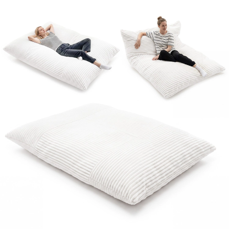 Hivvago Convertible Bean Bag Floor Sofa With Machine-Washable Corduroy Cover