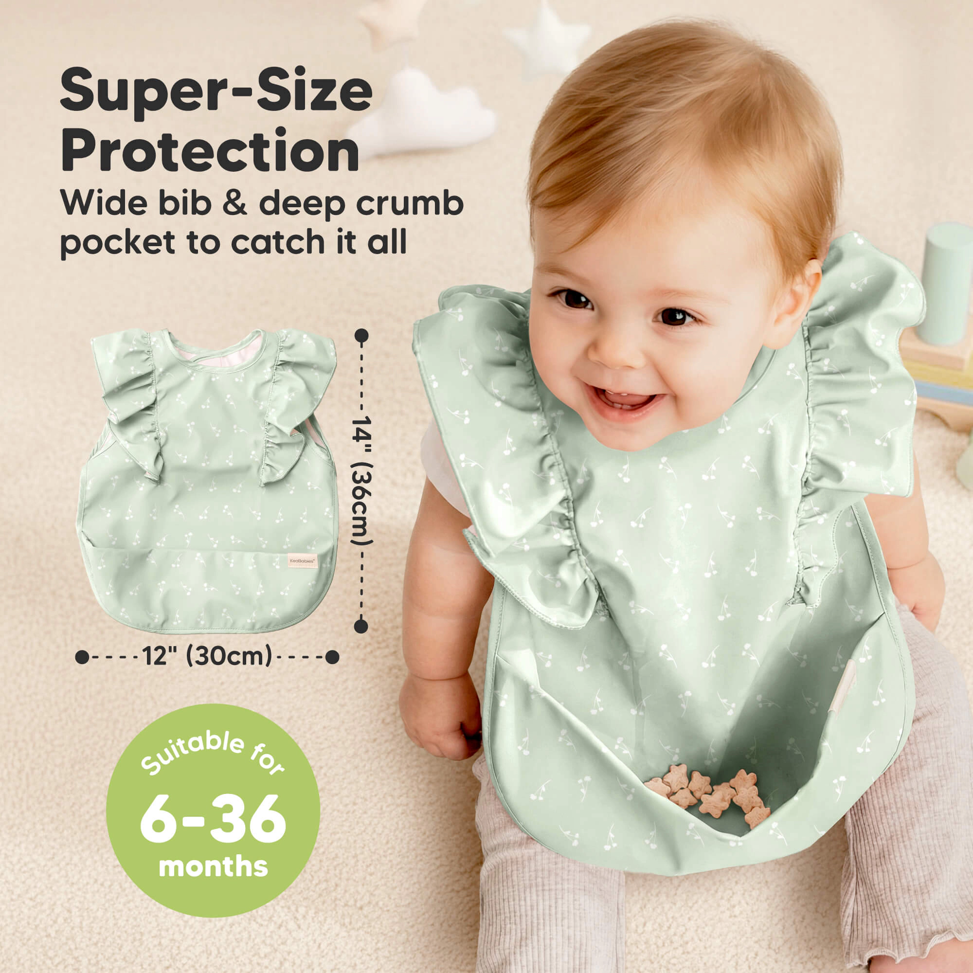 KeaBabies 2-Pack Fae Waterproof Bibs for Girls, Boys