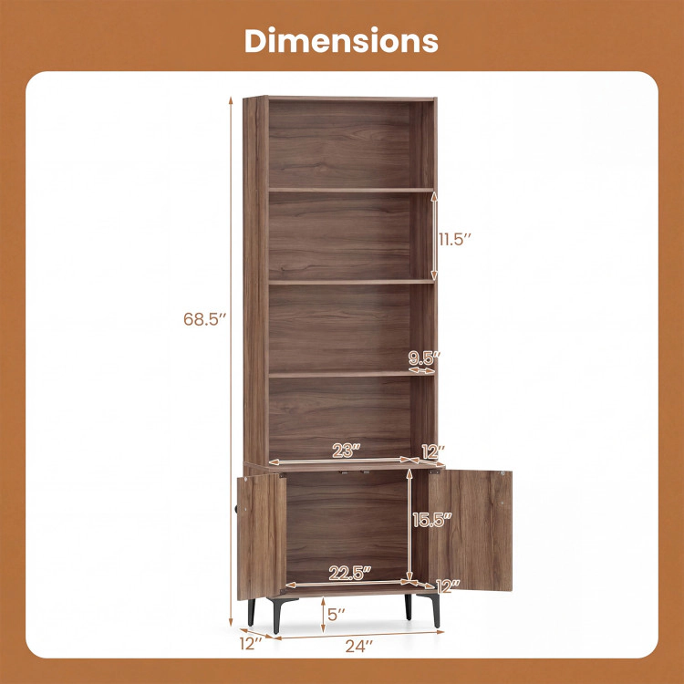 Hivvago Bookshelf with 2 Doors and Anti-Tipping Kits for Home Office