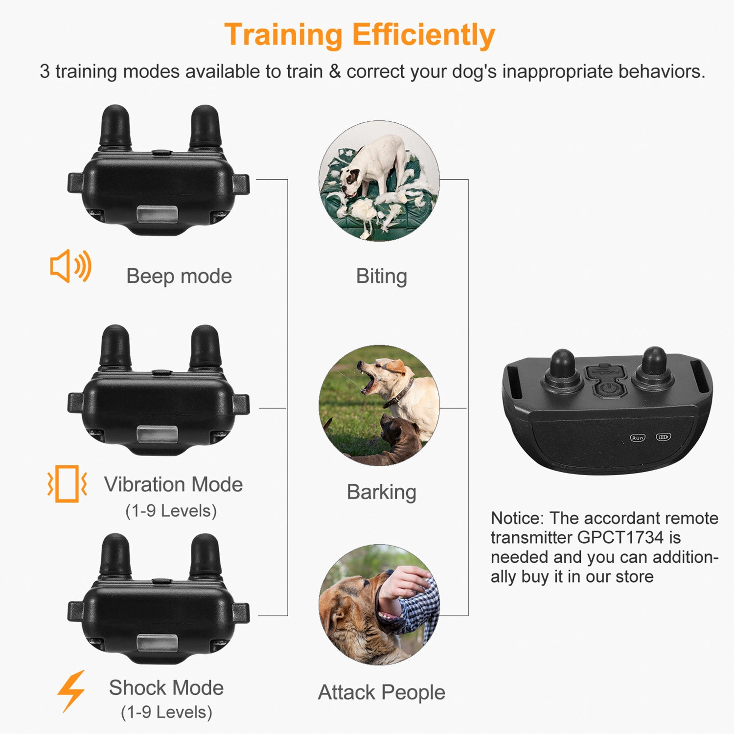 GBruno Waterproof Rechargeable Dog Training Collar