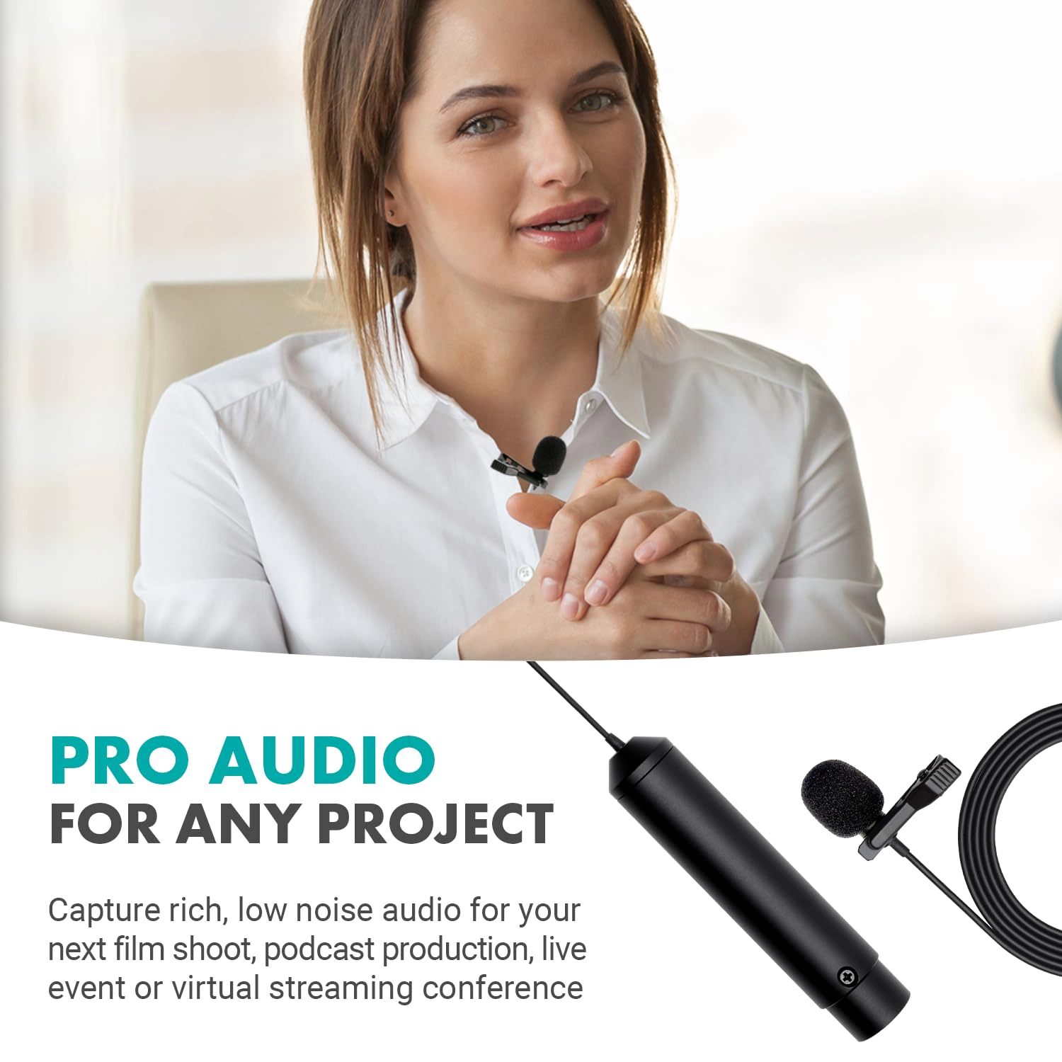 Movo BY-M4C Cardioid XLR Lavalier Microphone with Phantom Power