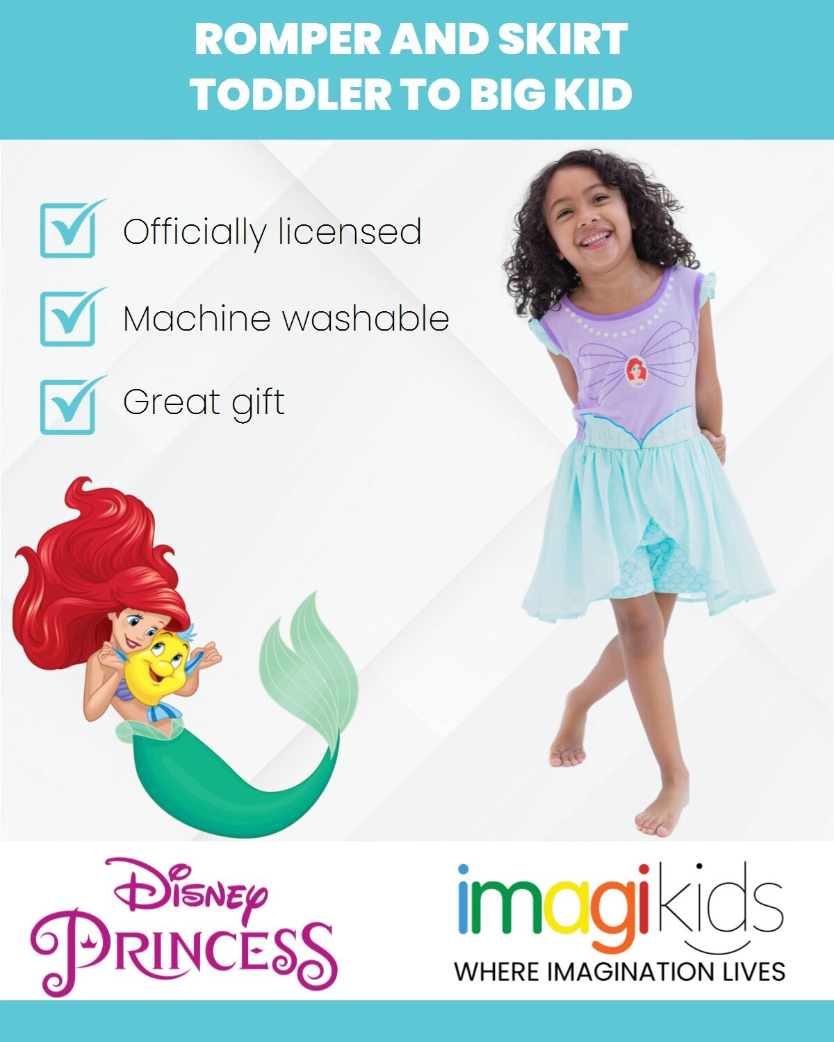 Disney Princess Girls' Cosplay Skirt Overlay Romper