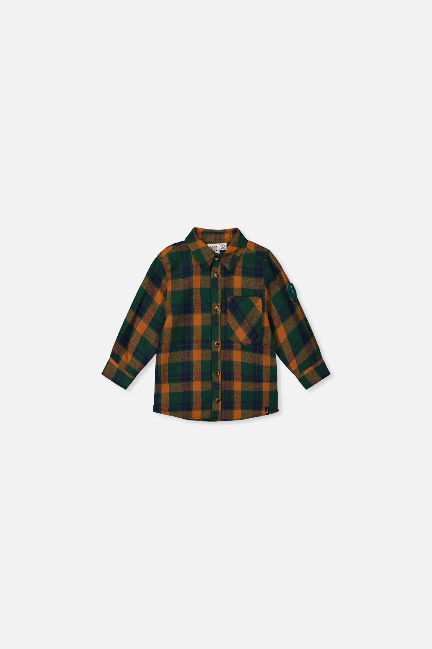 Deux par Deux Boys Collared Button Front Plaid Shirt