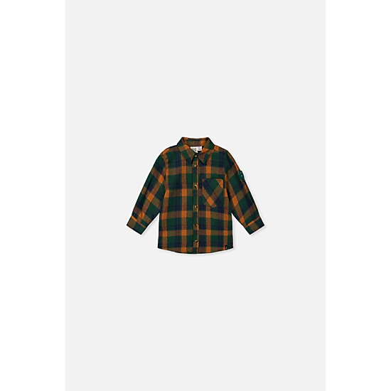 Deux par Deux Boys Collared Button Front Plaid Shirt