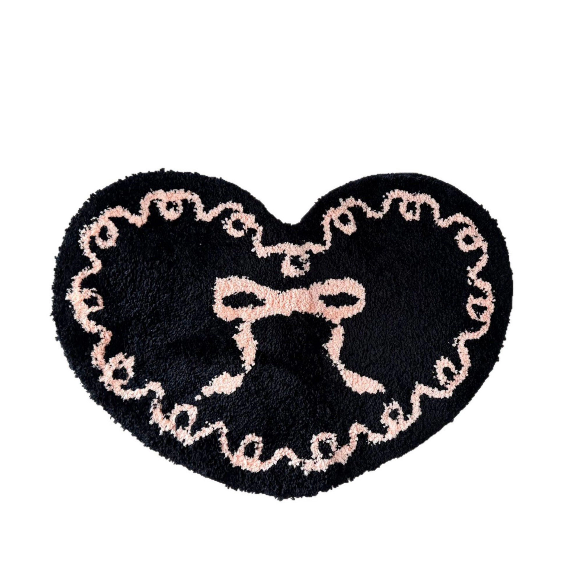 Alilang Unisex Heart Shaped Decorative Floor Mat Soft Plush Accent with Non Slip Backing