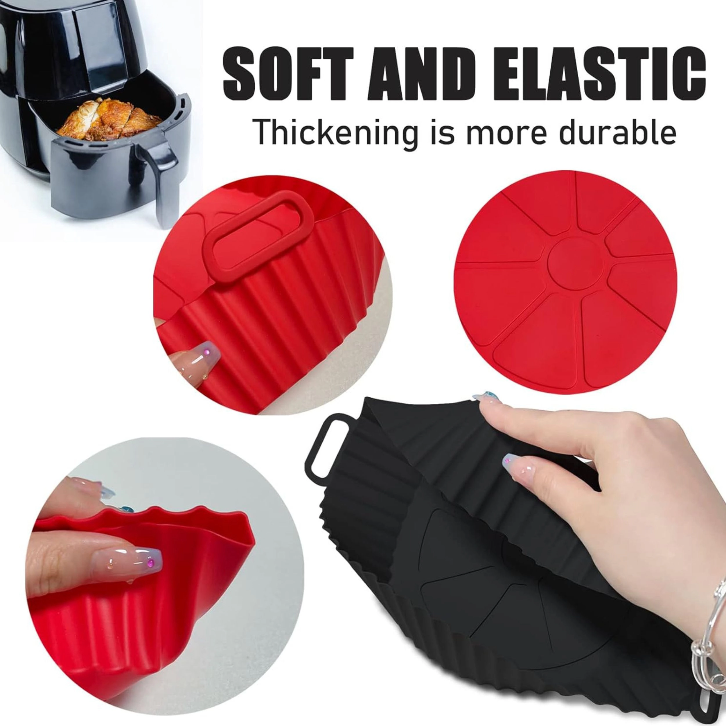 Stock Preferred Pack of 2 Silicone Air Fryer Liners Baking Pots for 3 to 5 Qt Air Fryers 8 Inch