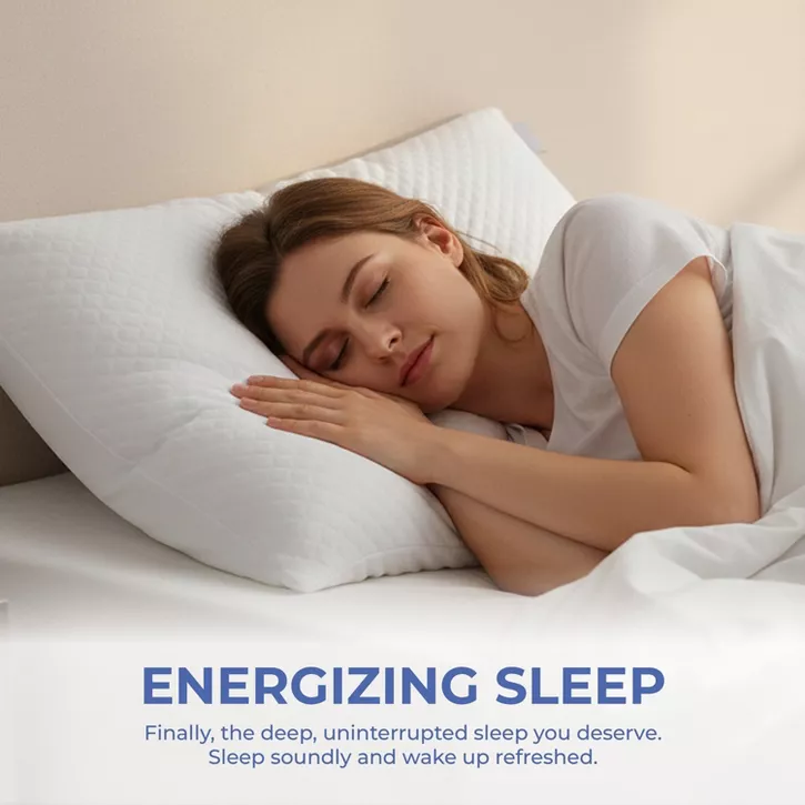 Comfety Memory Foam Pillow, Adjustable Firm Pillow w/ Shredded Memory Foam Fill, Supportive Pillows w/ Washable Cover