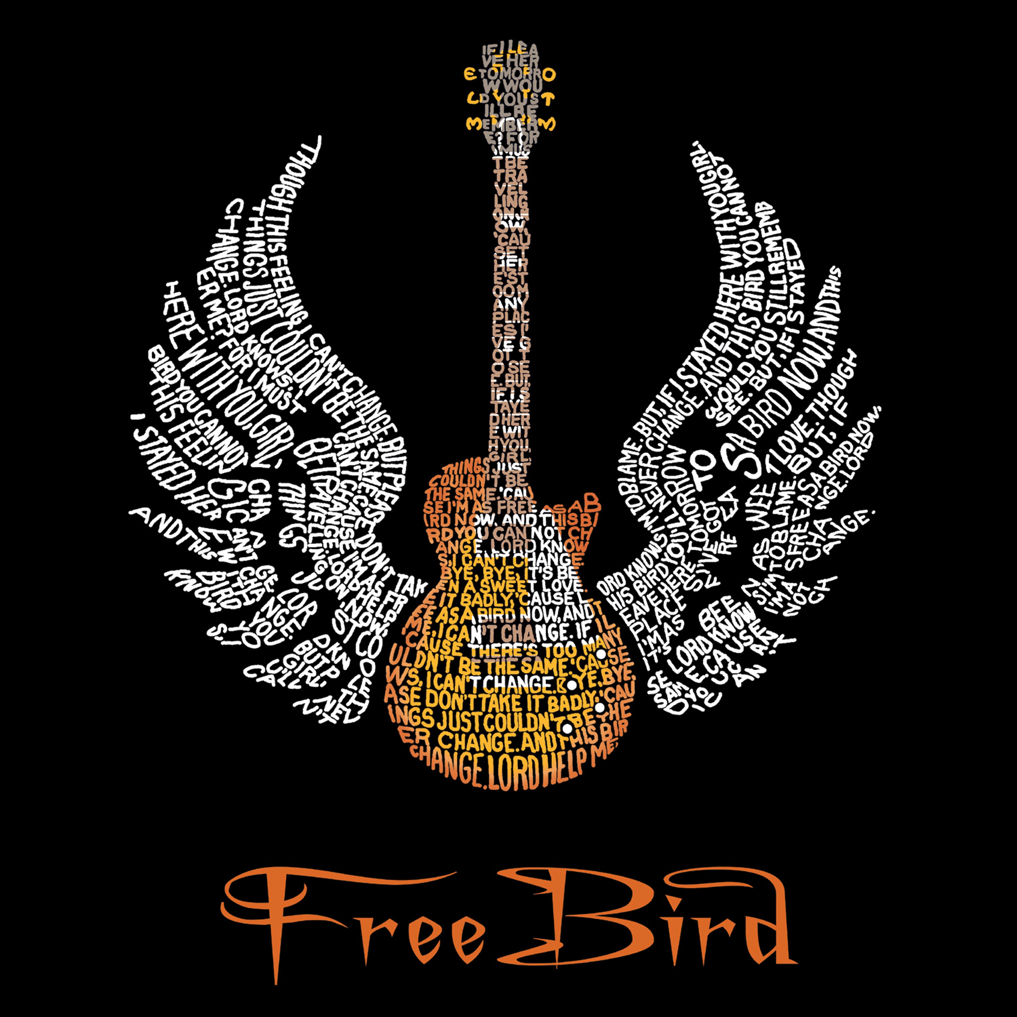 LA Pop Art LYRICS TO FREEBIRD - Men's Word Hooded Sweatshirt