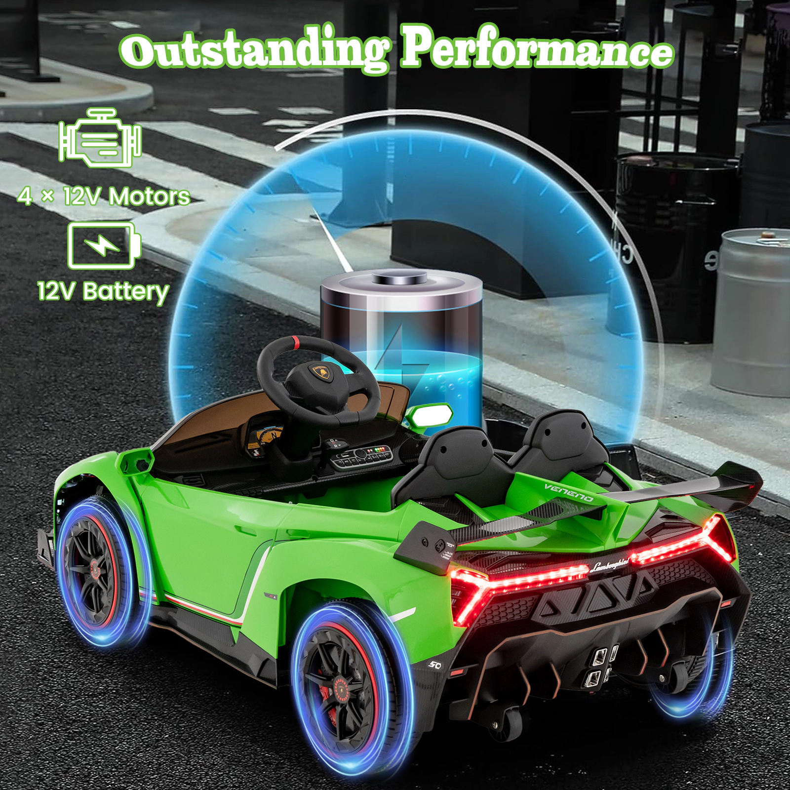 LJG 12V Licensed Lamborghini 4WD Kids Ride-on Sports Car with 2.4G Remote