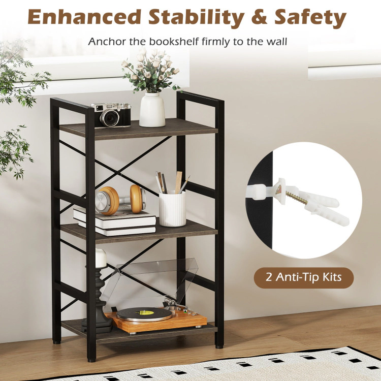 Hivvago 4-Tier Bookshelf with Metal Frame and Wooden Storage Racks for Study