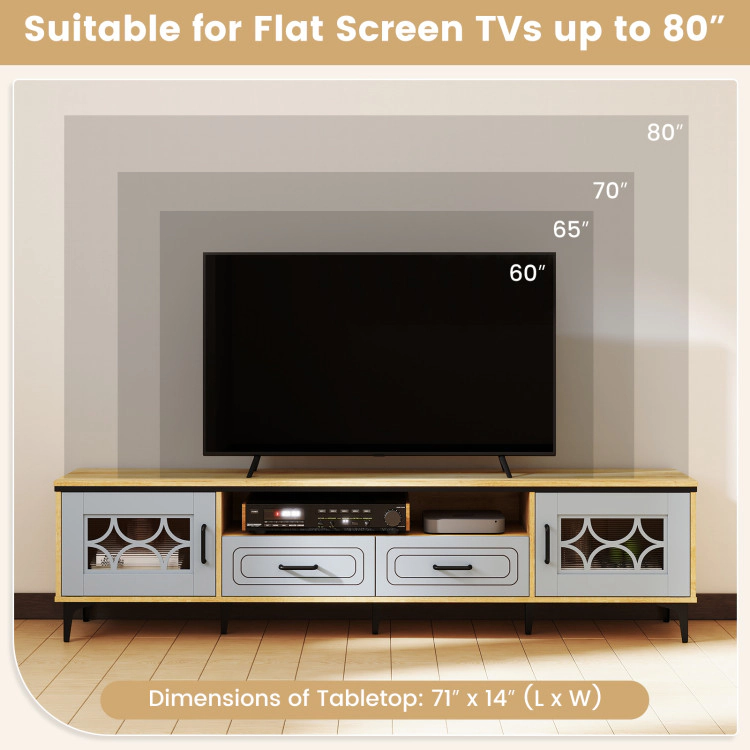 Hivvago Farmhouse Tv Stand For Tvs Up To 80 Inch With 2 Drawers