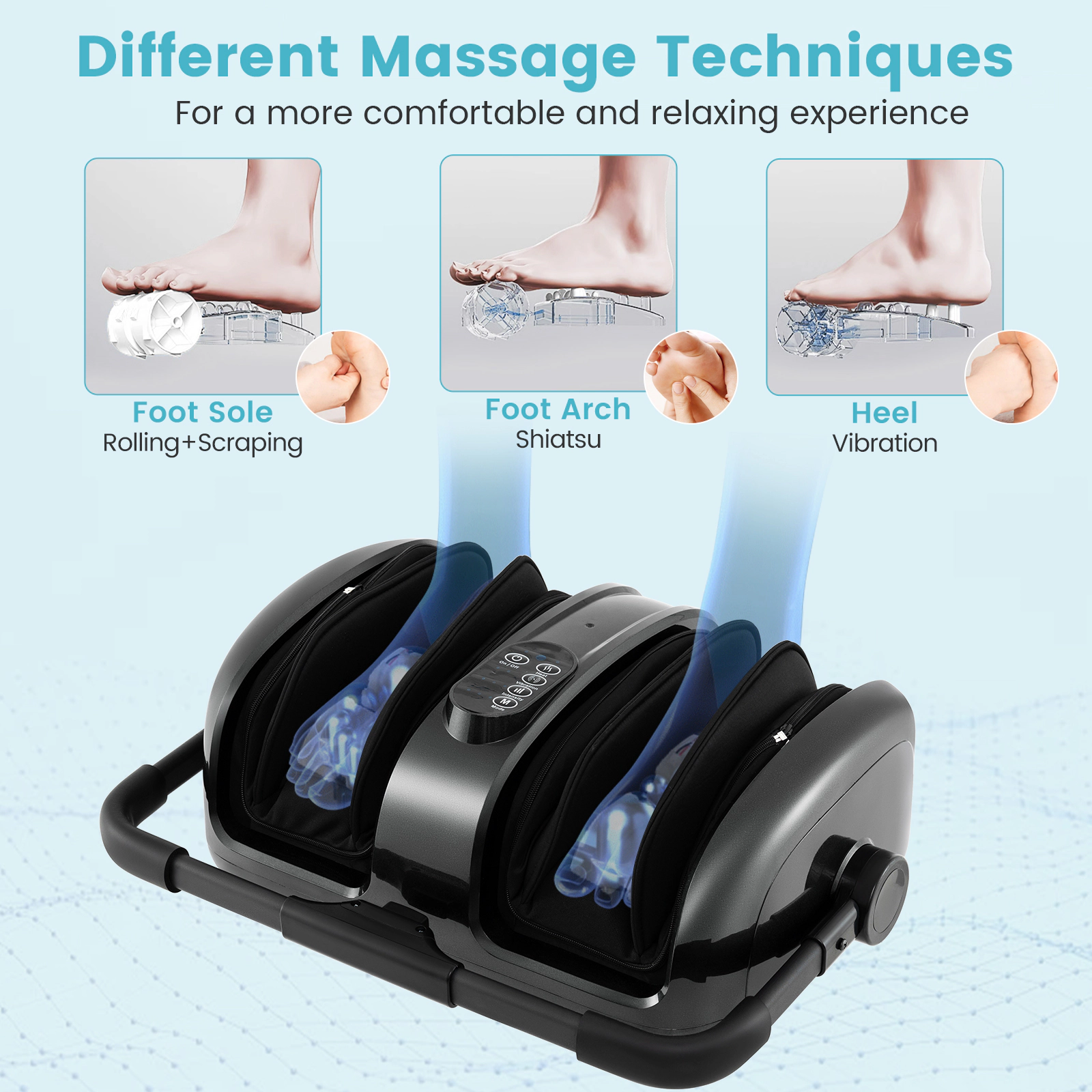 SUGIFT Gray Foot and Calf Massager with Red Light Heat and 360-Degree Adjustable Stand 23-in W 18-in D 9-in H