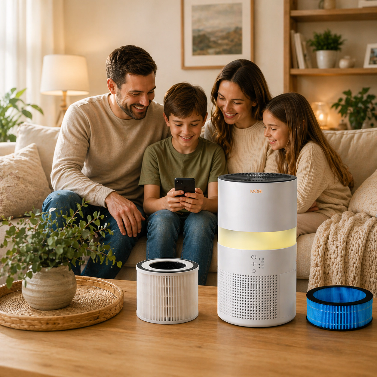 MOBI Smart 4-in-1 Air Purifier & Humidifier with HEPA, Aromatherapy & Nightlight