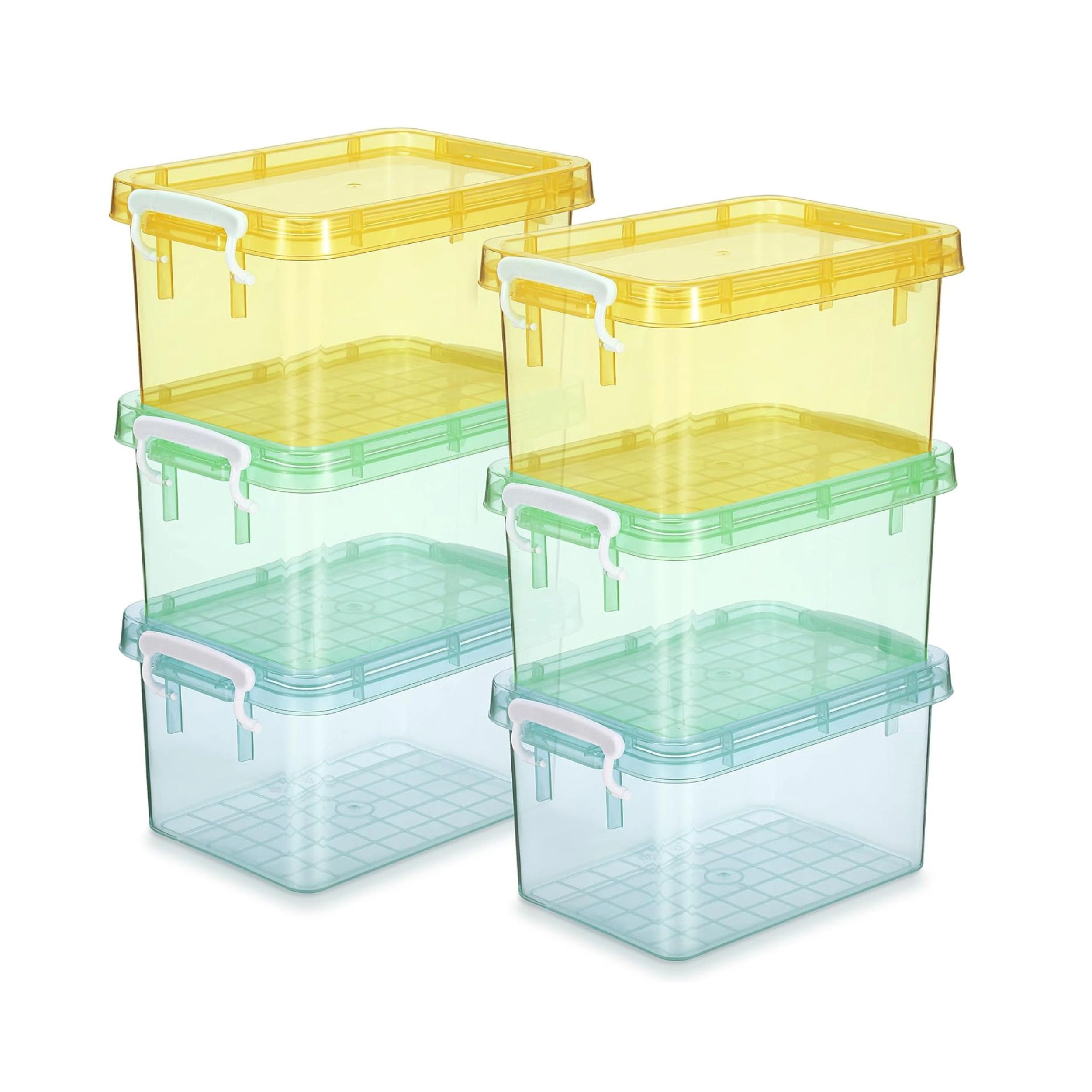 Stock Preferred Pack of 6 4 Quart Plastic Storage Bins with Colorful Latching Lids