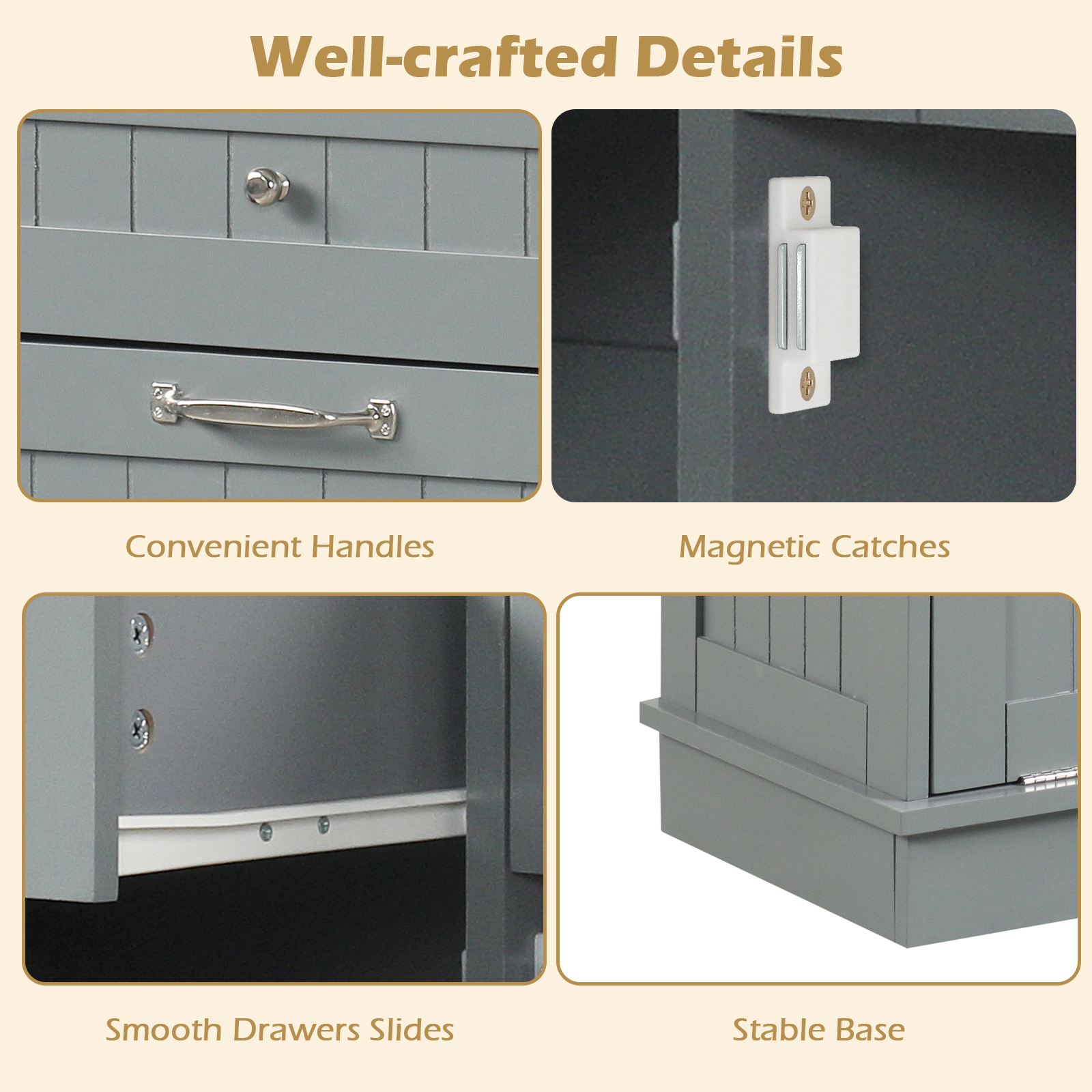 Glintex 39.5-Inch Tilt-Out Trash Cabinet with Pine Wood Countertop
