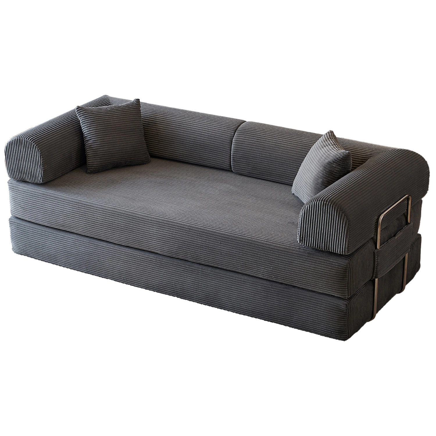 GBruno 3-Seat Convertible Corduroy Floor Sofa Bed