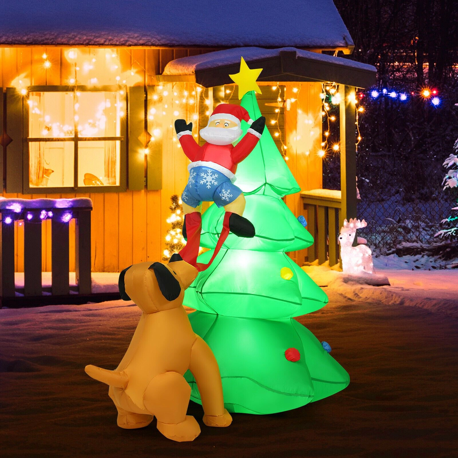 SlickBlue Unisex 6.5 Feet Lighted Inflatable Christmas Tree Decor
