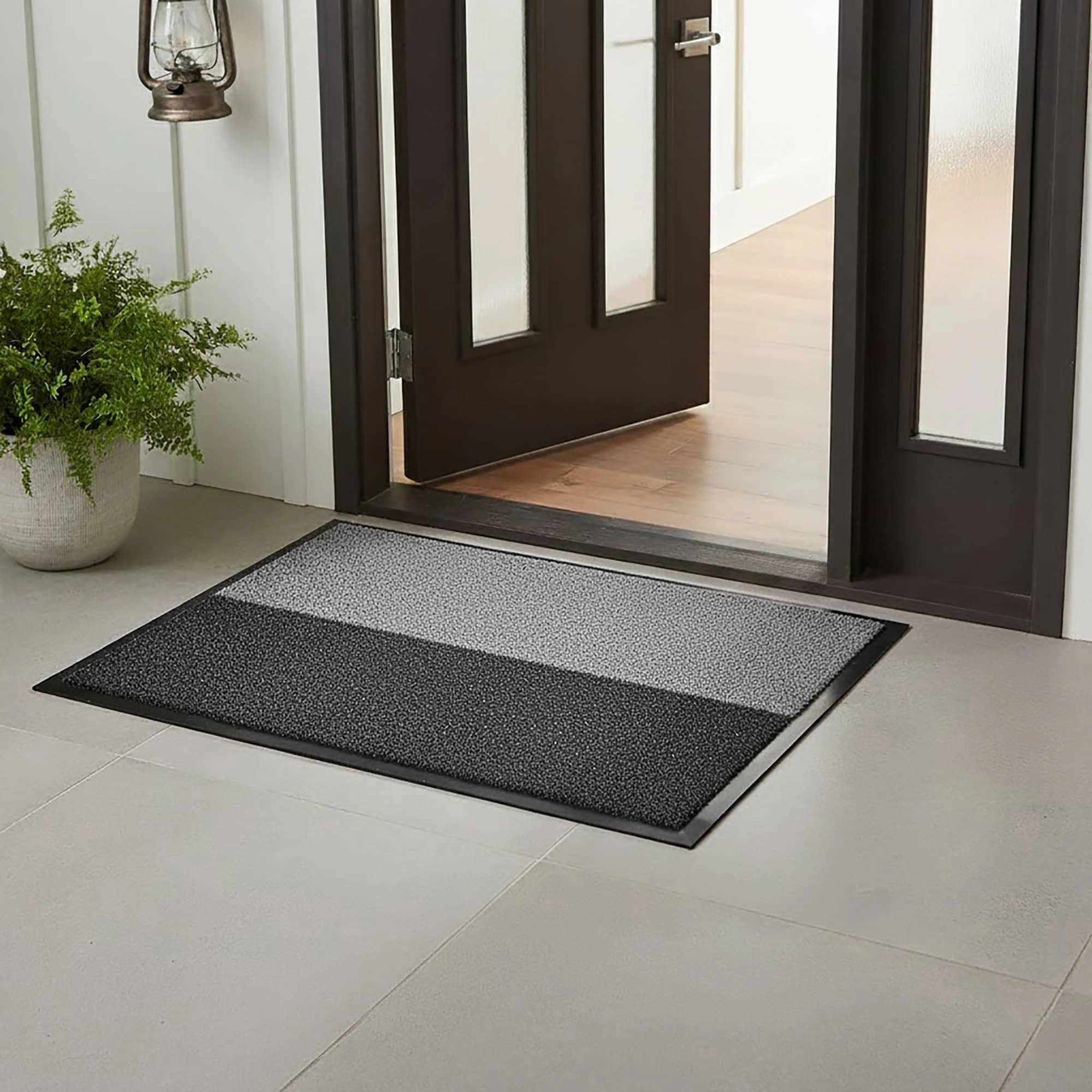 Evideco French Home Goods Gray and Black Magic Polypropylene Doormat 27.5 x 19.75 Inches