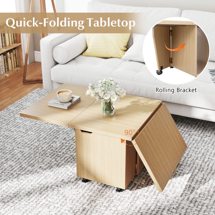 Hivvago Adjustable Center Table with Foldable Feature and Hidden Storage