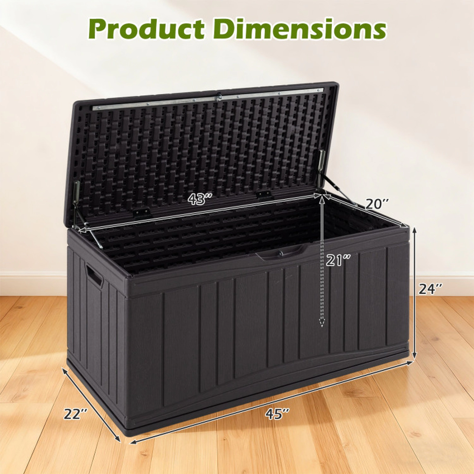 SUGIFT 80-Gallon Honeycomb Structure Lockable HDPE Outdoor Deck Storage Box 45-in x 22-in x 24-in 330-lb Brown