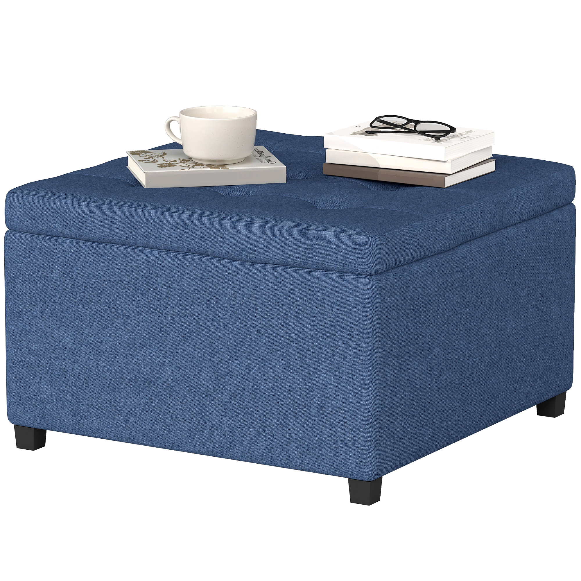 Hivvago Button Tufted Round Ottoman With Storage