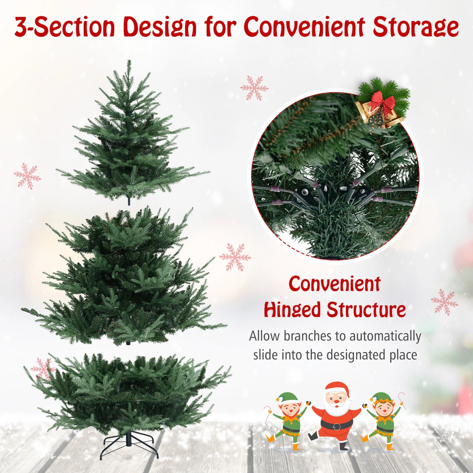 SlickBlue Artificial Christmas Tree with 8 Lighting Modes and LEDs