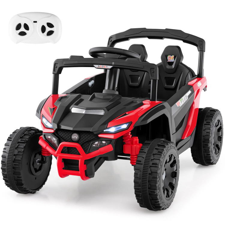 Hivvago 12V Kids Ride On Car UTV Electric Vehicle with LED Lights  Music and Horn