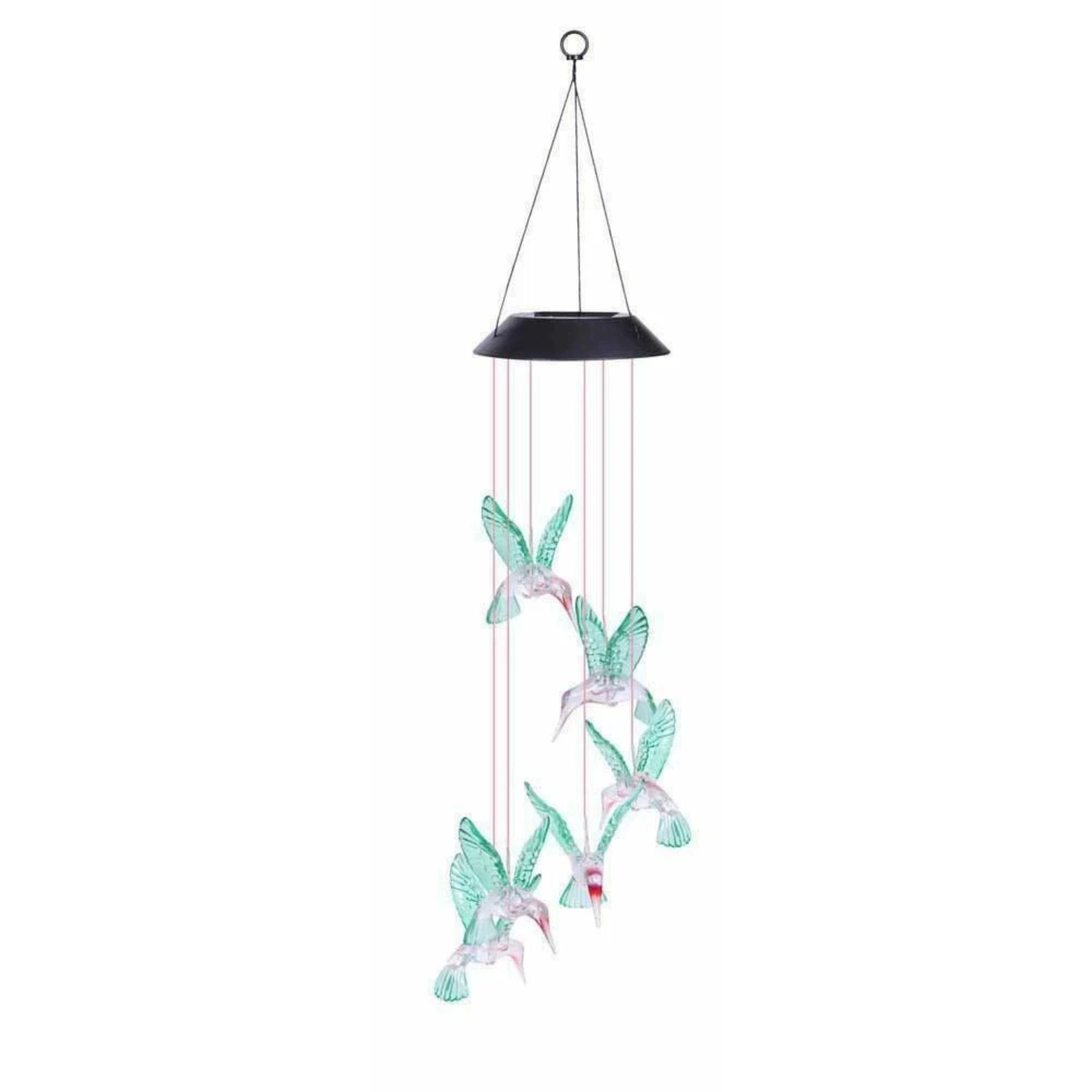 Home Collection Solar Powered Color-Changing Hummingbird LED Wind Chime