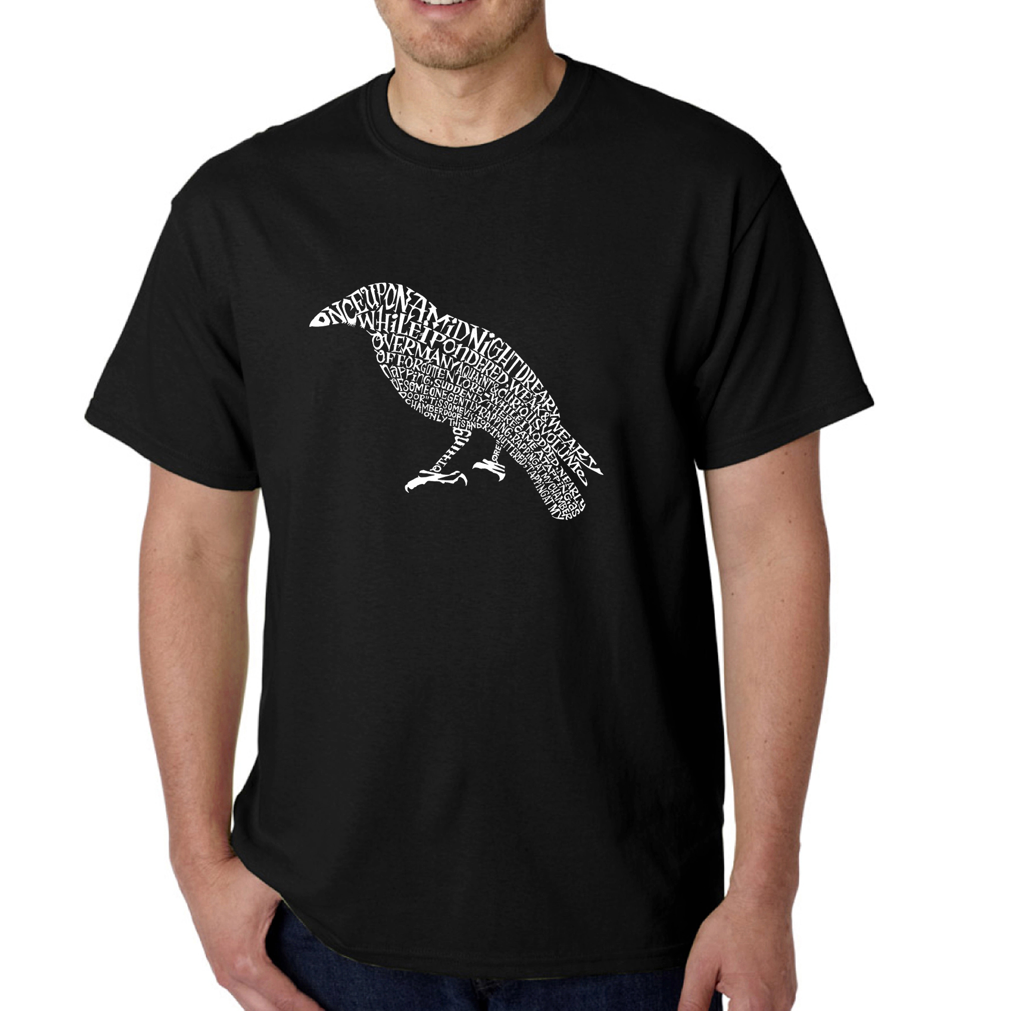LA Pop Art Men's Edgar Allen Poe The Raven Word T-Shirt