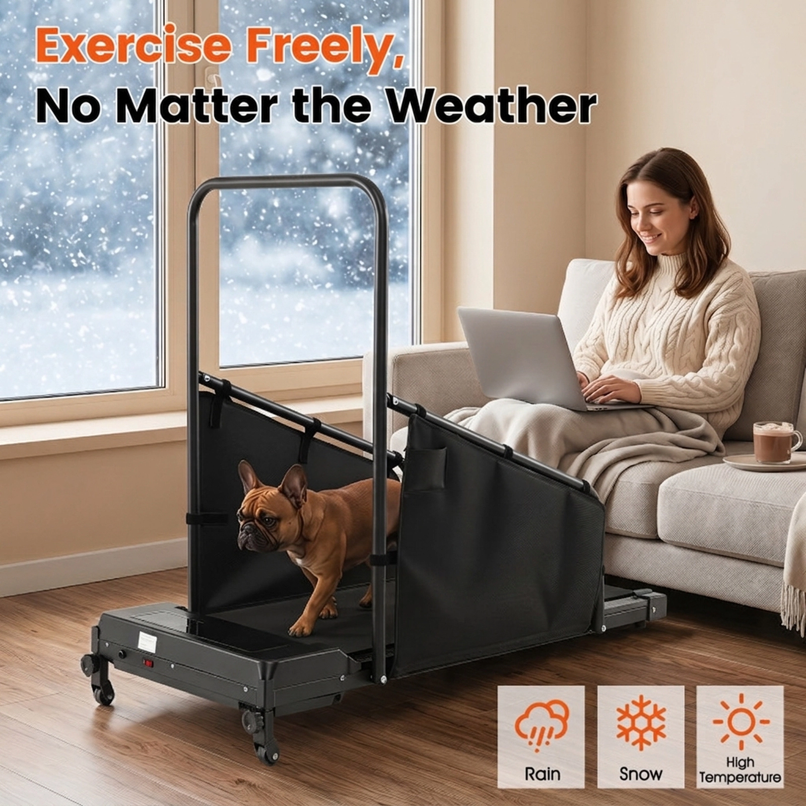 SUGIFT 47 x 40-in 220-lb Capacity Black 2-HP Dog Treadmill Pet Running Machine with Remote Control and LCD Display