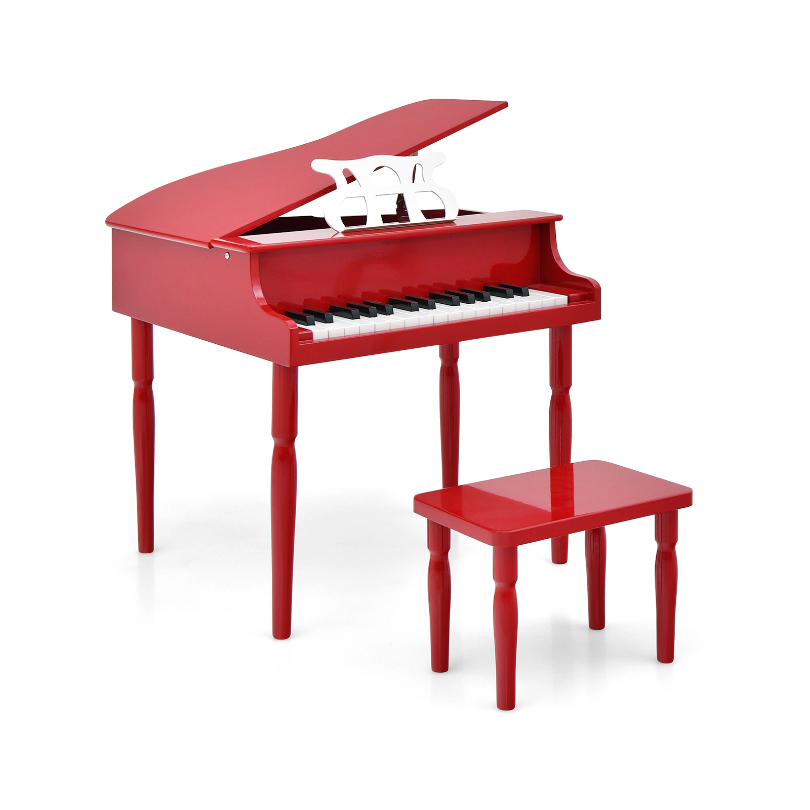 SUGIFT Kids Red 30-Key Wooden Toy Grand Piano with Bench and Music Rack 20-in W 19-in D 19-in H Ages 3-8