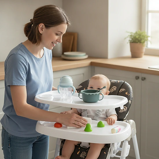3-in-1 Convertible Baby High Chair One-Click Fold 7 Seat Heights 3 Backrest Angles 2-Position Seat Belt Dark Brown
