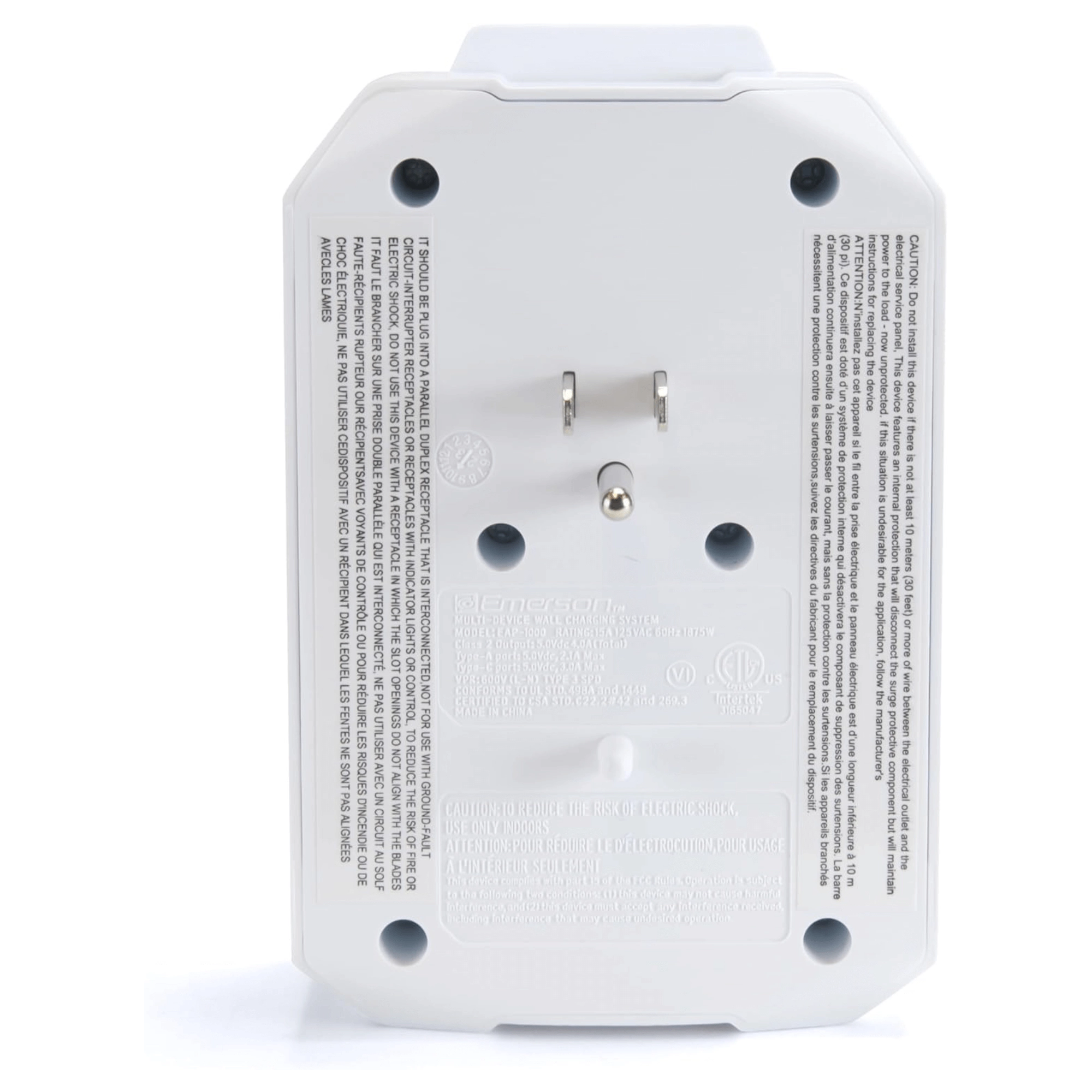 Emerson 6-Outlet + USB Wall Charger with Surge Protection and LED Lighting