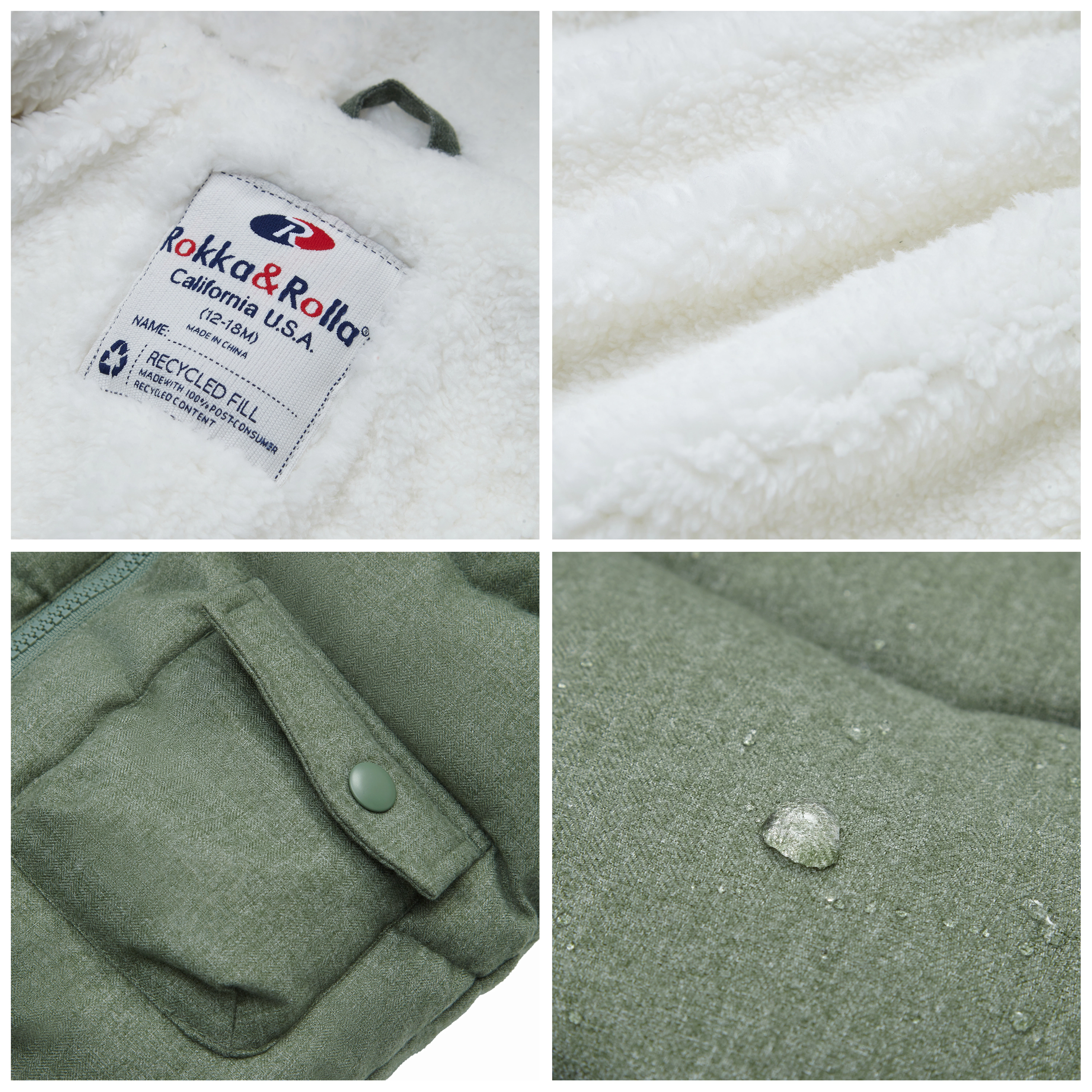 Rokka&Rolla Baby Boys Mini Fur Trim Hooded Puffer Jacket