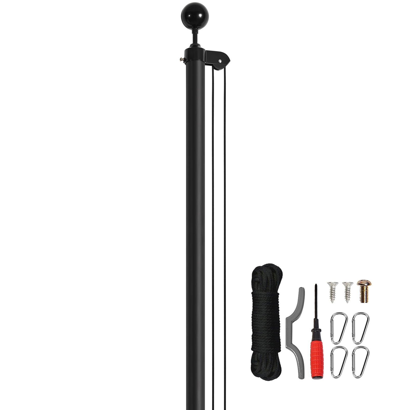 HONGGE 25 ft Sectional Flag Pole Kit, Heavy Duty Aluminum with 3x5 American Flag, 3 Display Modes, Black