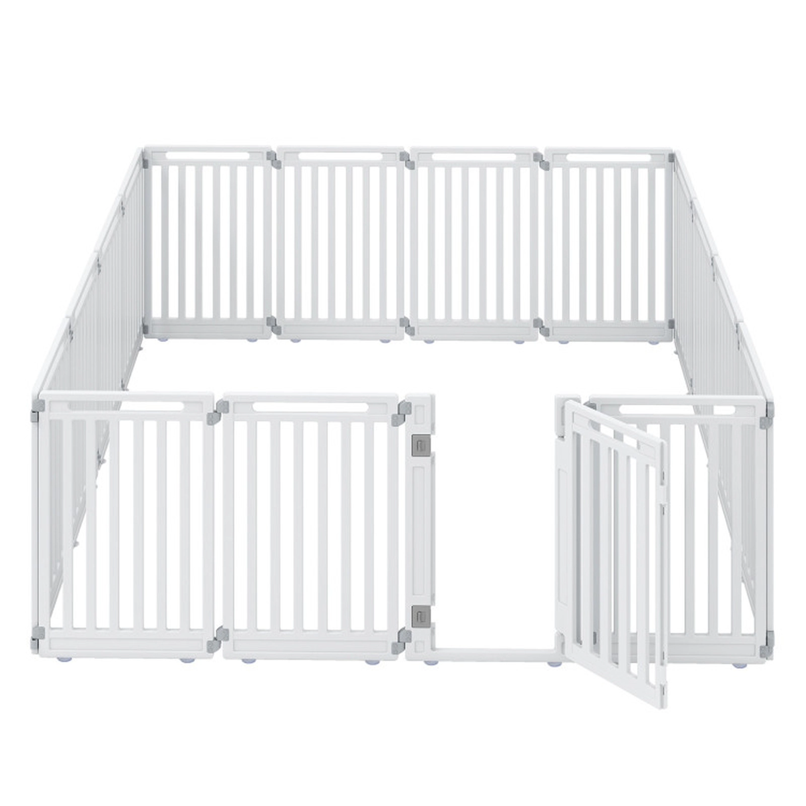 SUGIFT White Indoor Outdoor Pet Playpen with 16 Interlocking Panels and Ground Stakes 21-in W 31.5-in H
