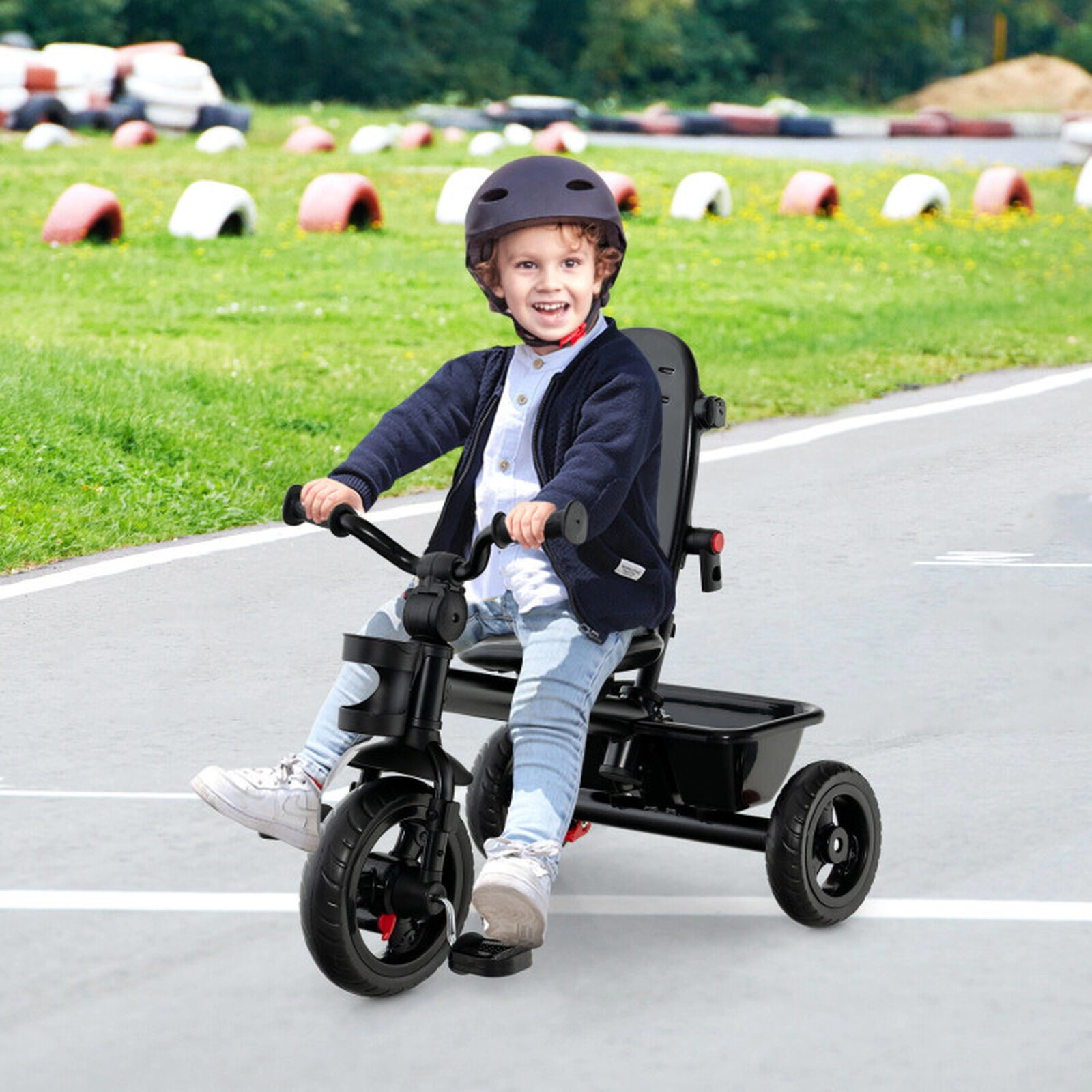 SUGIFT 4-in-1 Convertible Baby Tricycle Toddler Trike Full Size Stroller 55-lb Capacity Ages 1.5-5 Pink