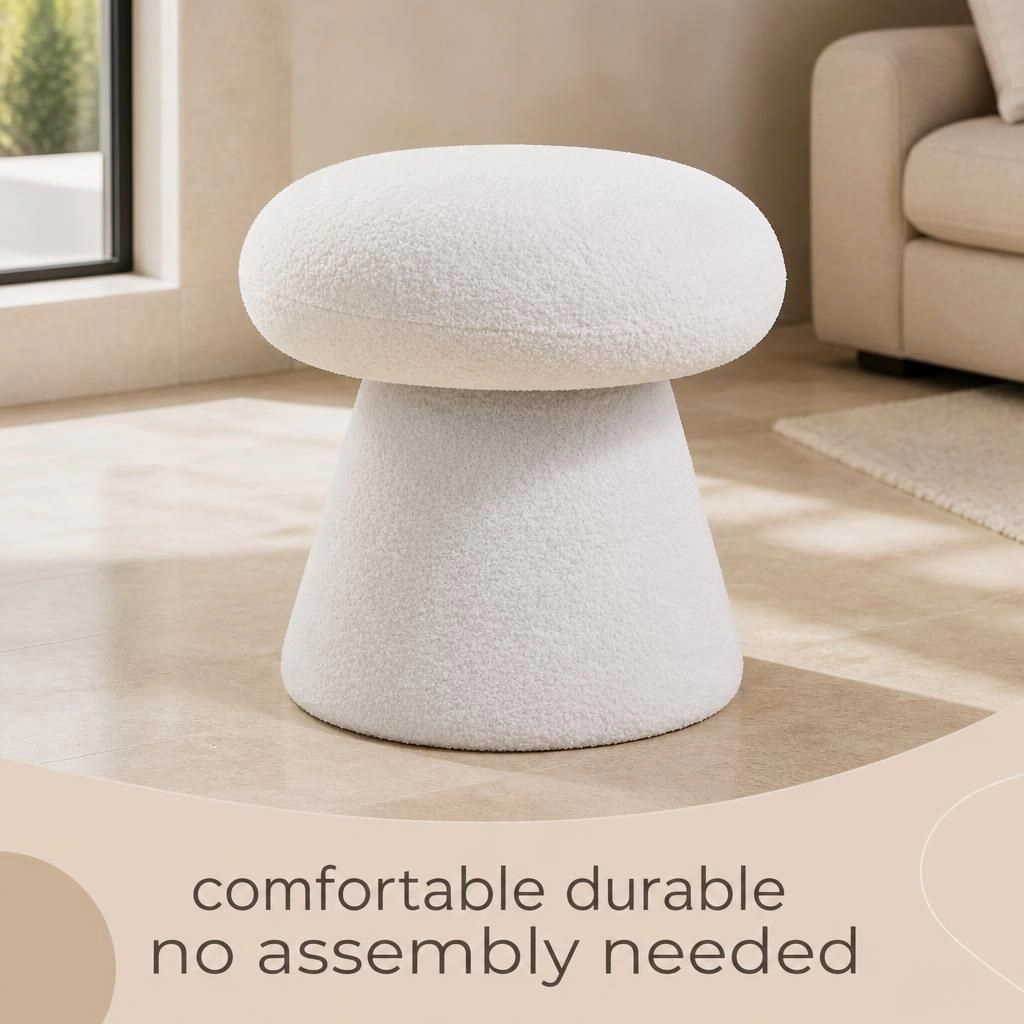 GOODSILO Soft Teddy Upholstered Ottoman Versatile Foot Stool