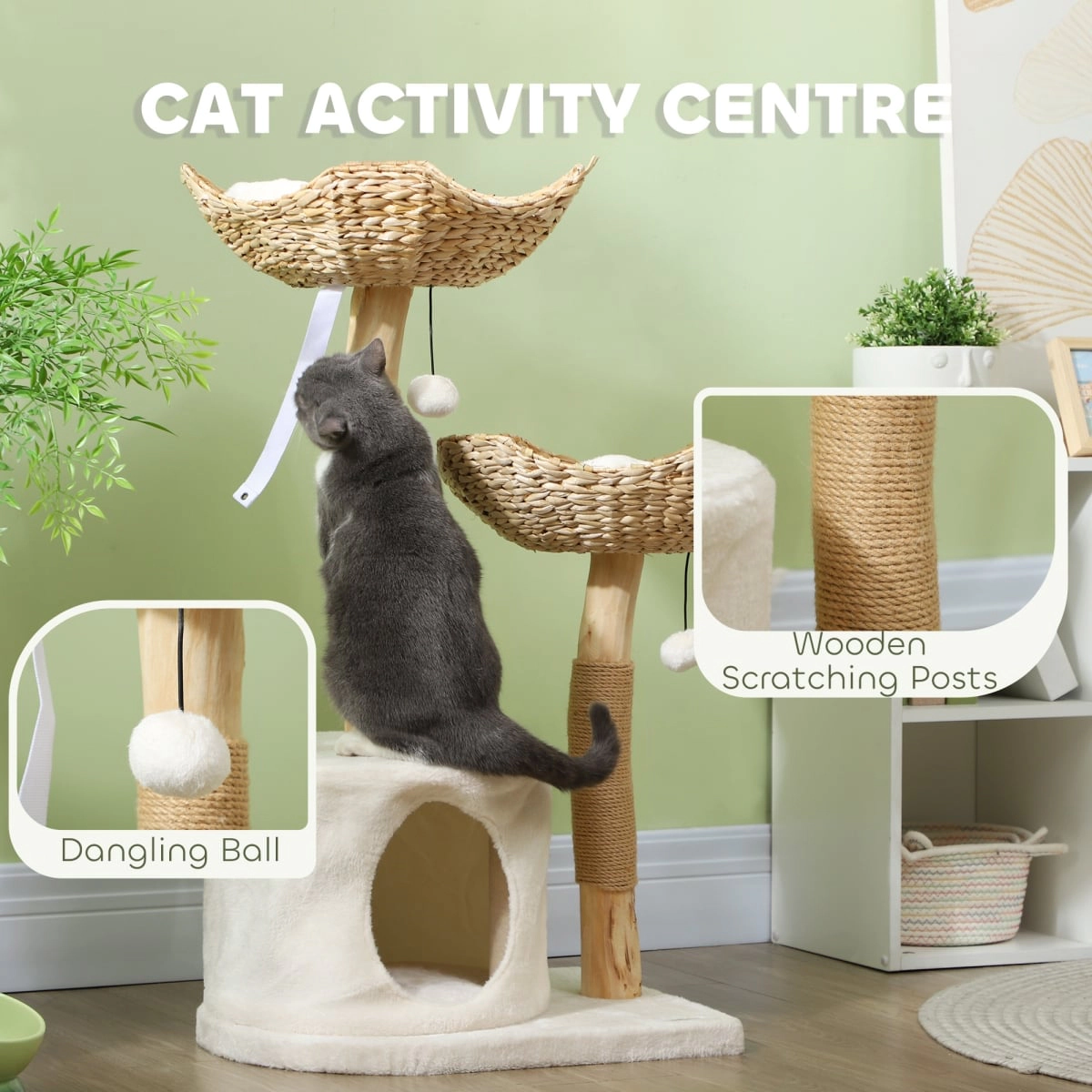 212 Main Paw Hut 37 in. Modern Cat Tree