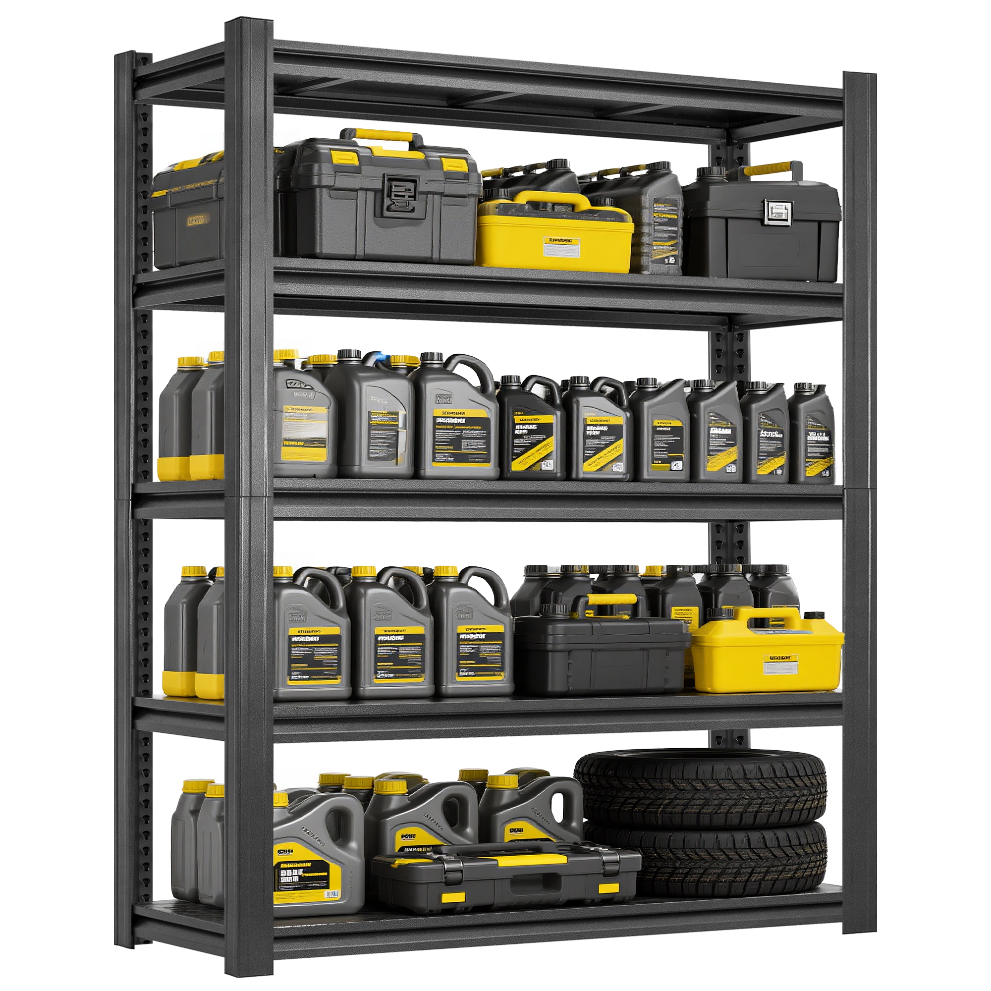 Flynama 5-Tier Heavy Duty Steel Adjustable Garage Storage Shelving Unit in Black (47.2 in. W x 78 in. H x 18 in. D)