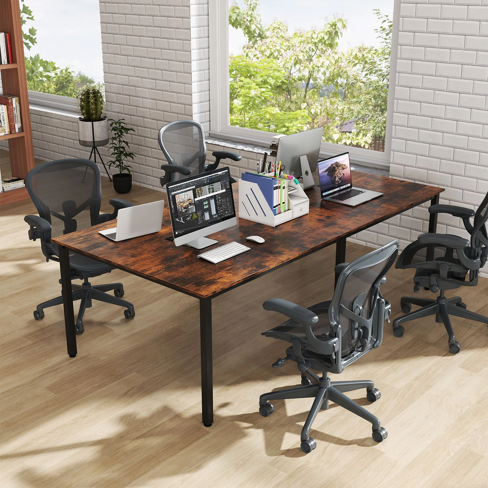 SlickBlue 95 Inch Meeting Room Conference Table With Metal Frame