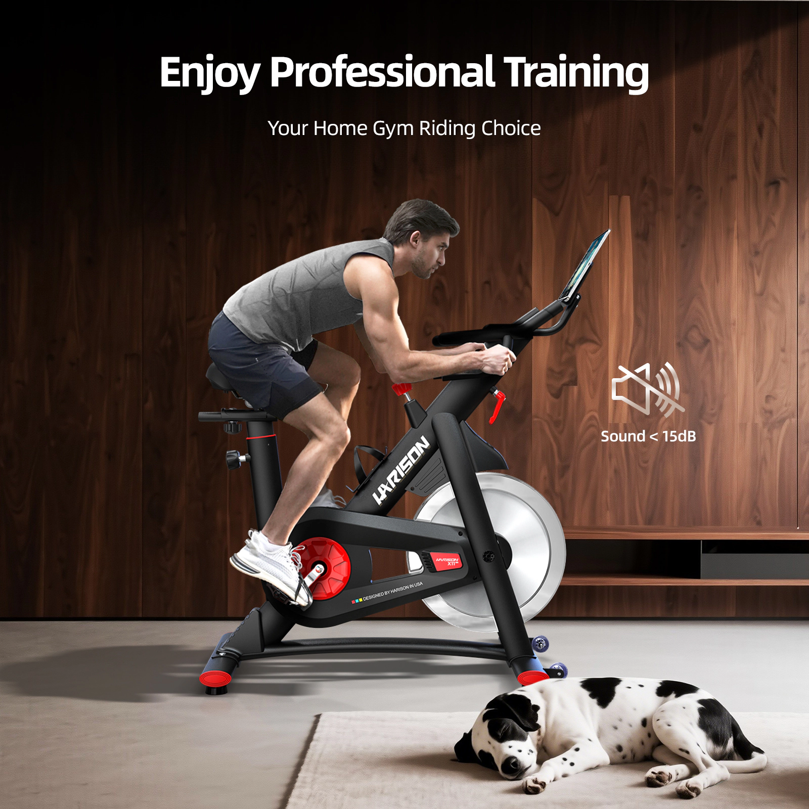HARISON Magnetic Exercise Bike, 400 LB, Quiet Indoor Cycling Bike with Bluetooth, Adjustable Seat & Tablet Holder