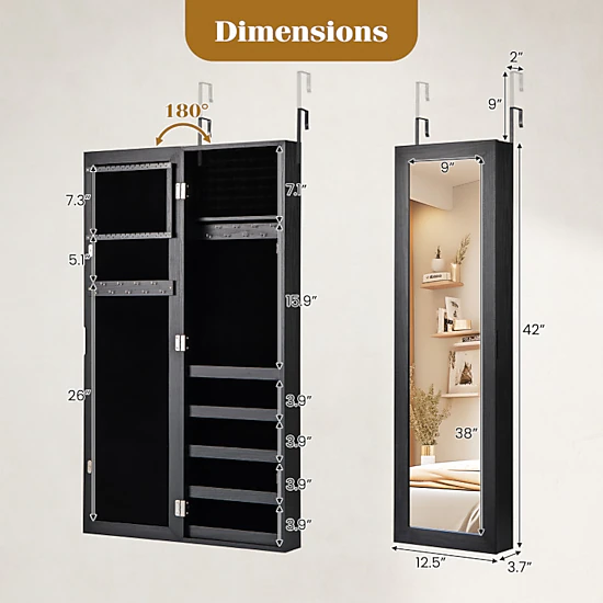 Hivvago Door Mounted Jewelry Armoire, Color: Black - JCPenney