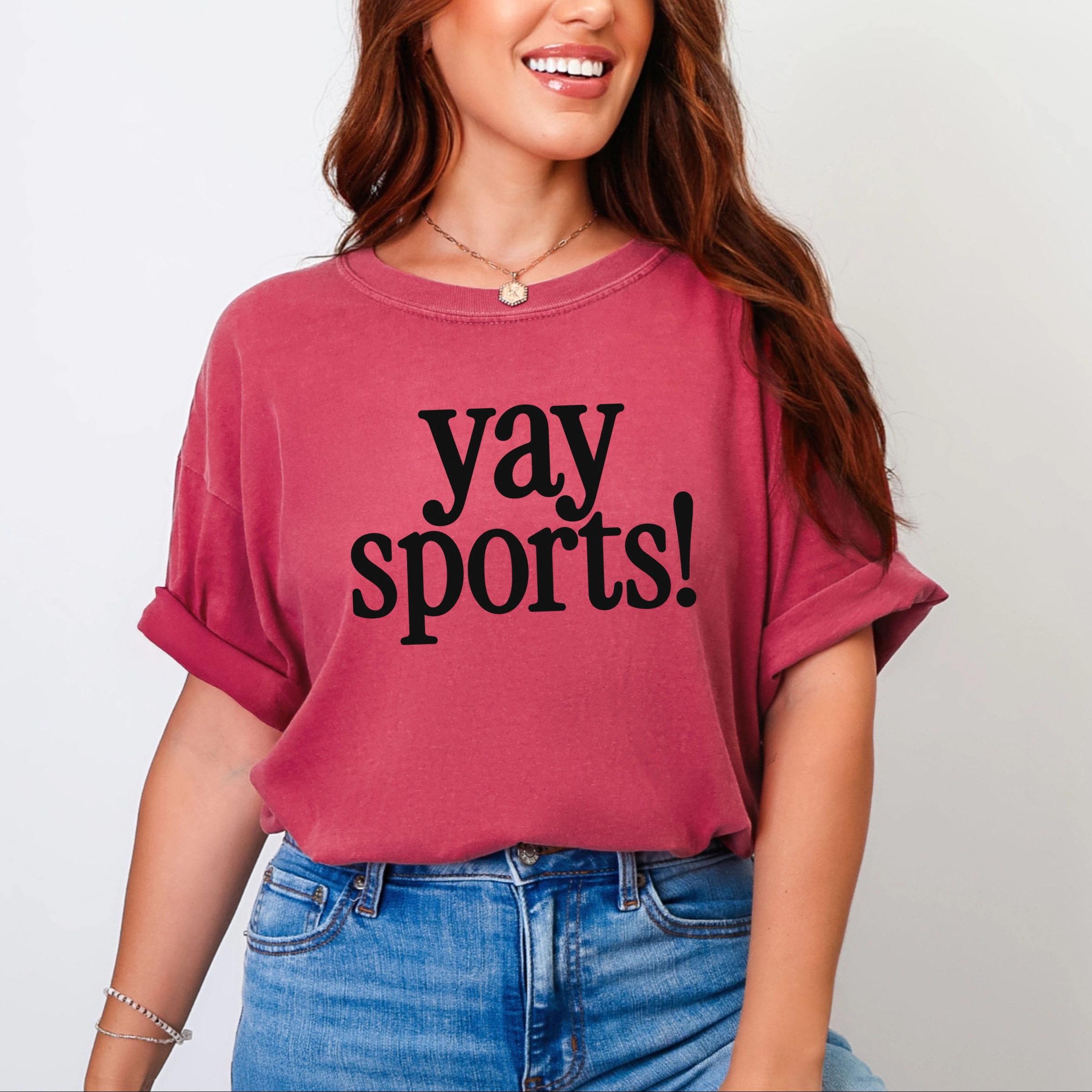 Simply Sage Market - Women's Garment Dyed Graphic T-Shirt Yay Sports!