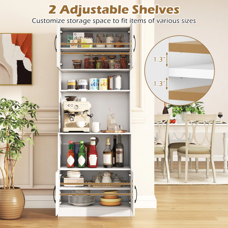 Hivvago 66 Inch Kitchen Pantry Cabinet With Charging Station And Adjustable Shelves For Dining Room