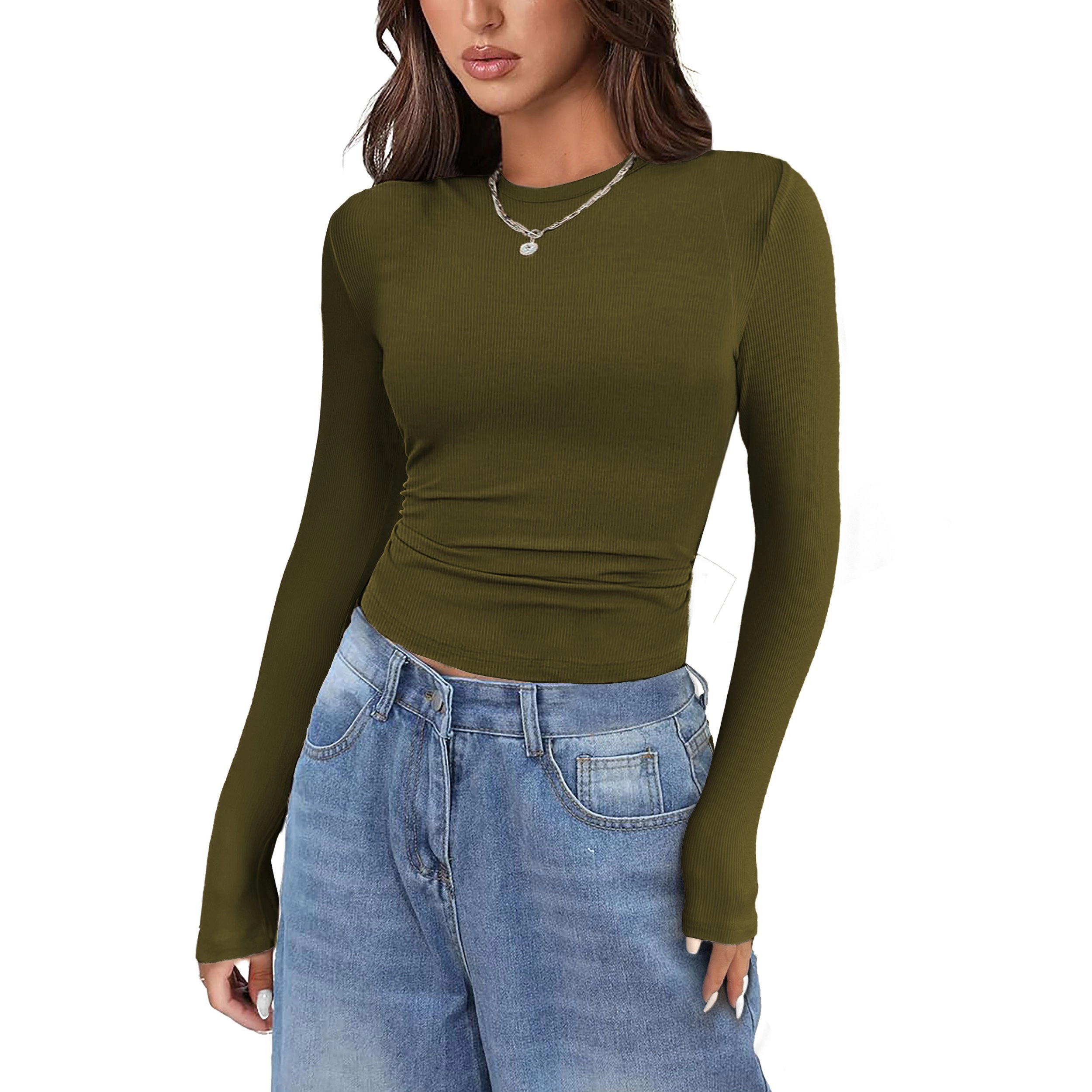 Zeagoo Women Ribbed Long Sleeve T Shirt