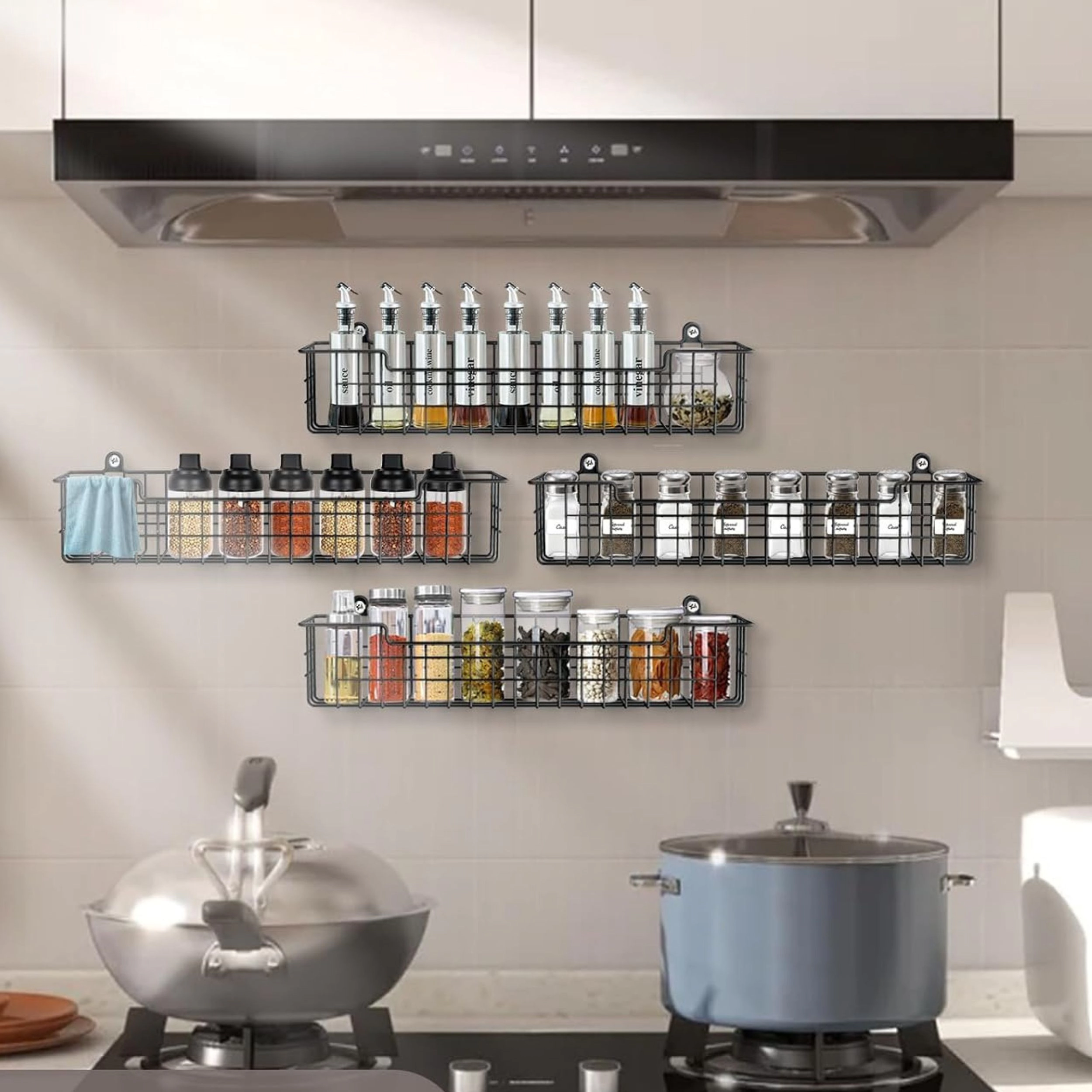 Stock Preferred Wall Mount Metal Spice Rack Organizer for Kitchen Cabinet Pantry