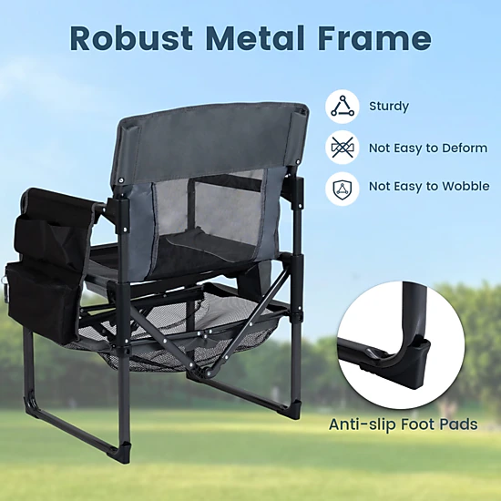 SUGIFT Set of 2 Black Camping Chairs with Cup Holder and Bottle Opener 27-in W 21.5-in D 330-lb Seat Capacity