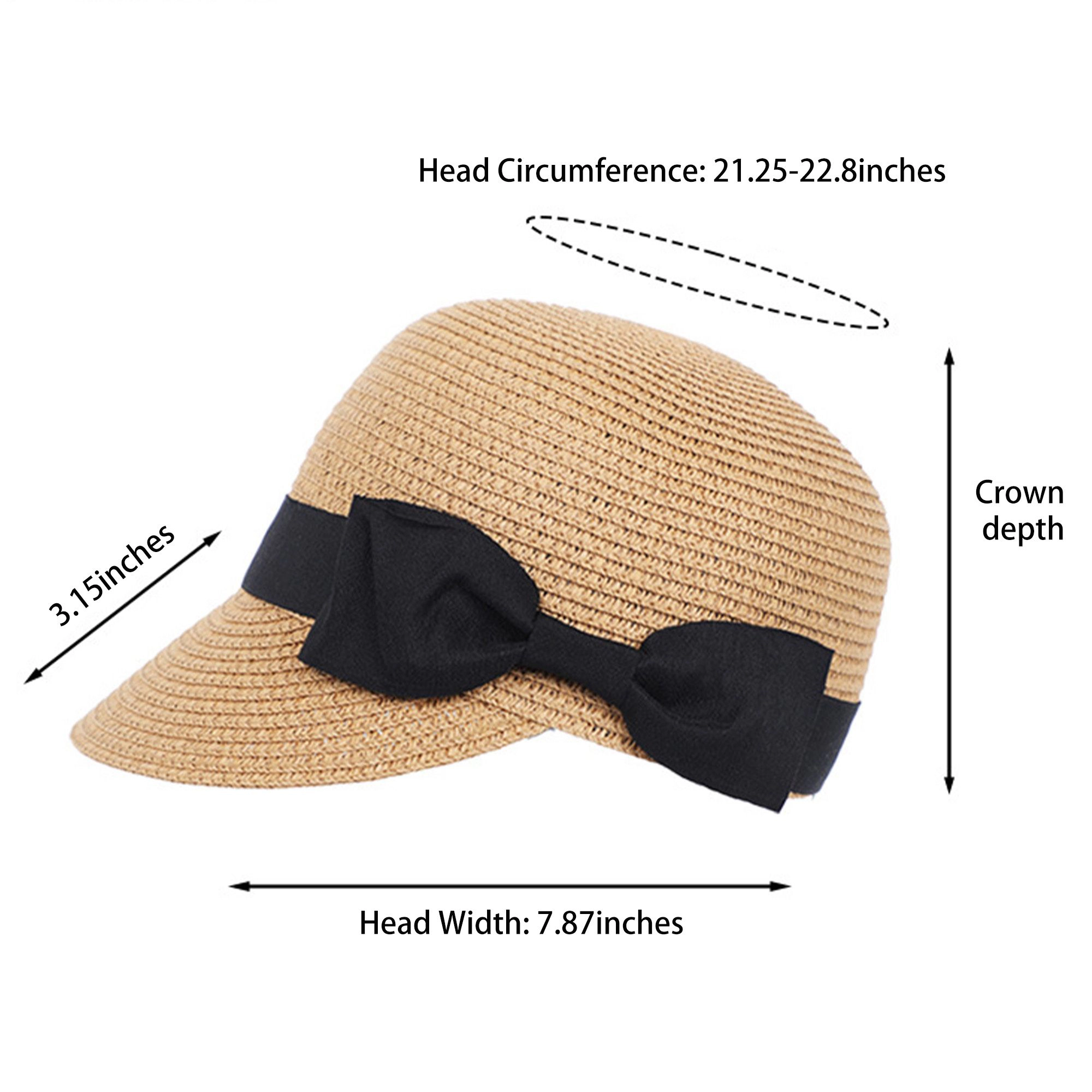 Anna-Kaci Womens Woven Straw Visor Hat with Bow Detail Breathable Lightweight